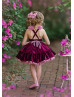 Burgundy Velvet Flower Girl Dress Girl Twirl Dress